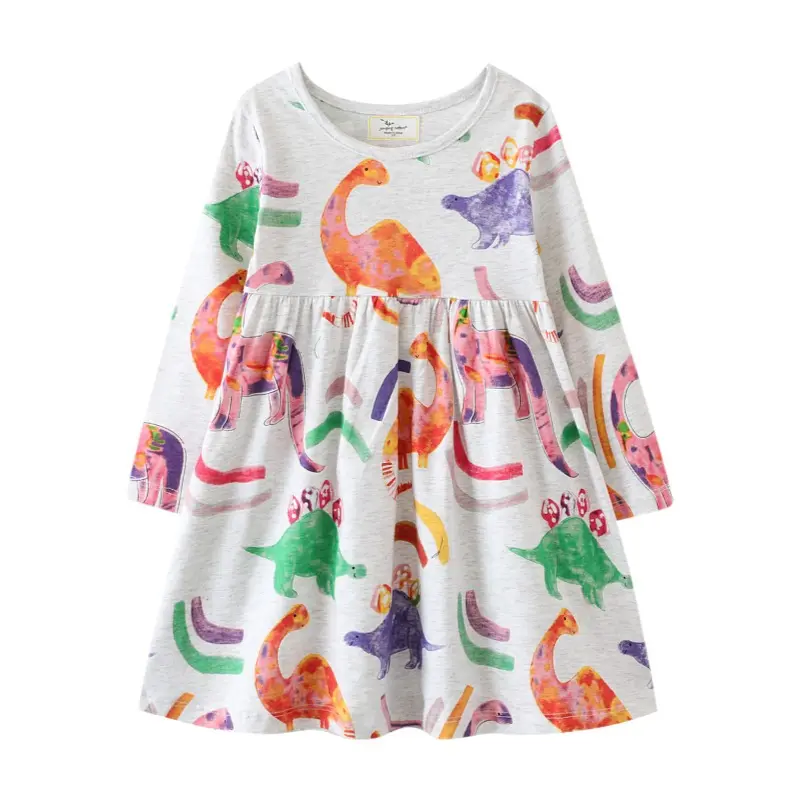 2023 spring and fall spot casual comfortable style female baby shirt girls' cartoon long-sleeved cotton dresses