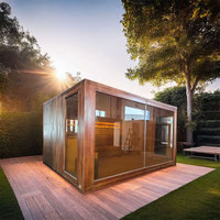 Poêle de sauna électrique en cèdre rouge pour 2 personnes, design panoramique moderne, construction en bois massif, panneau de commande, chauffage de douche