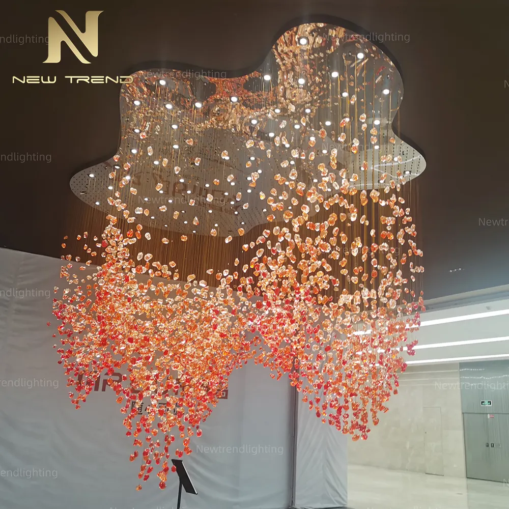Moderne Hotel Lobby Villa Dekoration Pendel leuchte Benutzer definierte Großprojekt LED Glas Kronleuchter