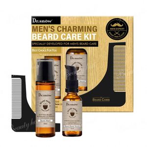 Kit de Soin de la Barbe pour Hommes 3 Pièces - Trousse de Voyage : Nettoyant Barbe 50ml, Sérum 50ml, Peigne à Barbe 1 Pièce - Product Image 1