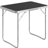 Meubles d'extérieur, table pliante de camping portable pour la plage et les pique-niques, avec étui en fer et effet bois