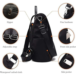 <span class=keywords><strong>Sac</strong></span> à <span class=keywords><strong>dos</strong></span> et <span class=keywords><strong>sac</strong></span> à bandoulière de voyage carré pour <span class=keywords><strong>femme</strong></span>, personnalisable et antivol, compatible avec les ordinateurs portables jusqu'à 14,9 pouces, lavage à la main - Product Image 2