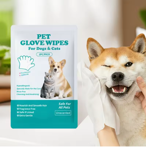 Guantes de Limpieza para Mascotas Sin Alcohol, Sin Perfume, Hipoalergénicos, Toallitas para Perros y Gatos Sin Agua, Desodorantes, Sin Enjuague, Cuidado para el Baño - Product Image 1