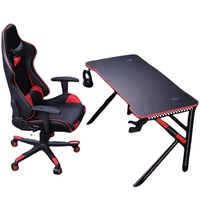 Ensemble Chaise et Table de Gaming Haut de Gamme en Métal et MDF, Grande Taille, avec Éclairage RGB Réglable, Extensible, et Support Casque pour Bureau