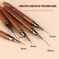 Stylo à pointe ultra-fine double tête en bois de santal pour nail art, dessin de fleurs et détails fins