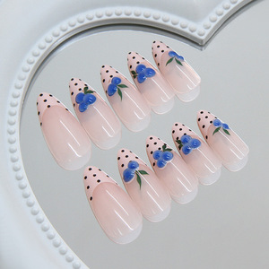 Nouvelle conception – Faux ongles 3D <span class=keywords><strong>Myrtille</strong></span> French Press en ABS, 24 pièces, couverture complète, pour usage sur les doigts - Product Image 4