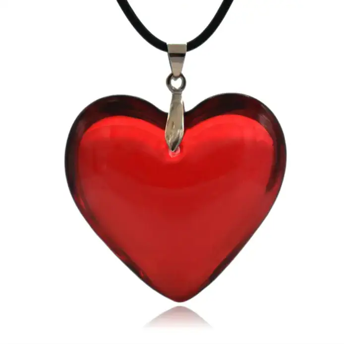 Collier coeur d'amour en verre de cristal pour fille, 42mm, pendentif rouge, collier femme, lancuzki, ras du cou, bijoux