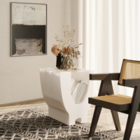 Table pliante Spazepaper en forme de céramique avec plateau en acrylique, table d'appoint, meubles gain de place, meubles en papier