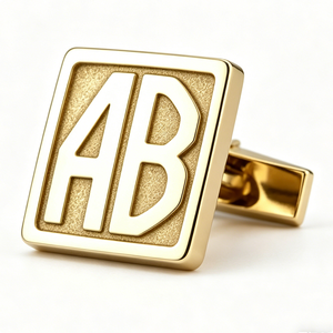 Boutons de manchette carrés en alliage de zinc plaqué or avec initiales gravées sur mesure, accessoires personnalisés pour hommes - Product Image 6