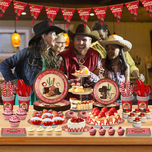 Vente flash - Ensemble de vaisselle jetable pour fête sur le thème du western - Décoration pour anniversaire sur le thème du Far West - Product Image 2