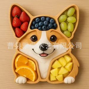 Bandeja de Frutas de Madera Maciza con Diseño de Perro, Plato de Servir con Estampado Animal para el Hogar, Modelo 1, Modelo 2, Modelo 3, Modelo 4, Modelo 5 - Product Image 3