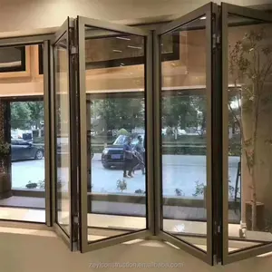 ZEYI nouveau Design portes pliantes portes en verre pliantes sans cadre porte pliante ouverte à deux voies