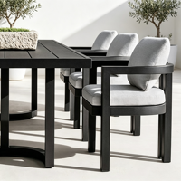 Ensemble de tables et chaises de salle à manger en aluminium pour restaurant extérieur moderne - Imperméable et résistant aux UV pour hôtel, villa, cour et banquets