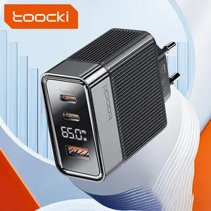 Toocki חדש הגעה 65w c פ"ד מטען 3 יציאות טלפון מטען תצוגת מטען גן 65w