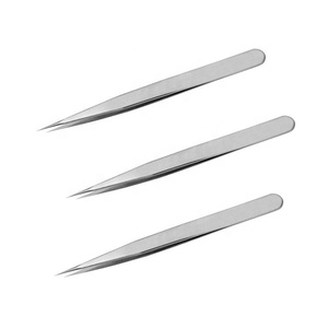 Pinzas de extensión de pestañas antideslizantes de acero inoxidable con punta de fibra de alta calidad para aplicación de maquillaje - Product Image 1