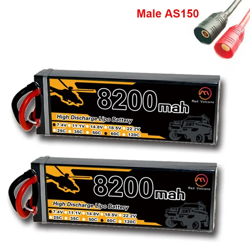 2S 8200mAh 7.4V 120C Hard Case Lipo Battery with Deans Plug for 1/8 1/10 RC Vehicles Car Trucks