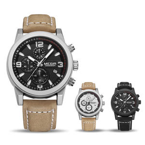 MEGIR 2026 Orologio al Quarzo alla Moda con Cinturino in Vera Pelle, Tre Lancette Piccole, Lancette Luminose, Orologio da Polso da Uomo, Privato - Product Image 5