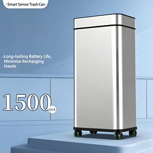 LL- Modern Silver Induction <b>Sensor</b> Trash <b>Bin</b> with Lid-Standing Structure Electronic for <b>Kitchen</b> & Bathroom Use - Product Image 5