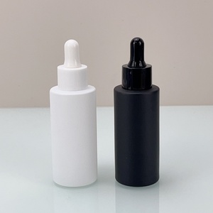50ml 80ml 100ml Frosted White Black Round Flat Shoulder Essential Oil <b>Bottle</b> with Dropper Cap - Product Image 1