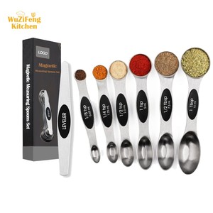 Cuchara de Metal apilable de acero inoxidable de alta resistencia, nivelador, juego de cucharas medidoras magnéticas para medir ingredientes secos y líquidos - Product Image 1