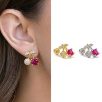ZUOLA Boucles d'oreilles pendantes écologiques en laiton avec zircon 5A en forme de fruit, clous d'oreilles cerise en titane chirurgical, bijoux de piercing en gros