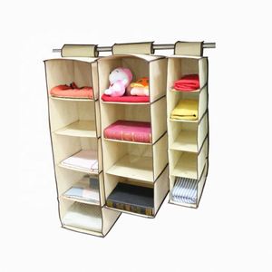 Household Items 5 Tiers <b>Collapsible</b> Cloth Hanging Shelf for Closet <b>Storage</b> Organizer - Product Image 4