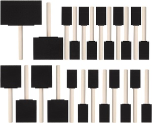 Woxin 4 pièces Pinceaux en mousse noire Manche en bois Éponge 1\" 2\" 3\" 4\" Léger Durable Teintures Vernis Grande surface Bricolage Artisanat - Product Image 1