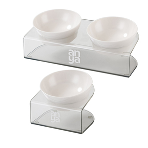 ANYA Logotipo Personalizado <span class=keywords><strong>Pet</strong></span> Tigela Transparente para Gatos e Cães <span class=keywords><strong>Pet</strong></span> Water <span class=keywords><strong>Bowl</strong></span> Double Bowls Suprimentos Único Double <span class=keywords><strong>Bowl</strong></span> Set Com Suporte - Product Image 1