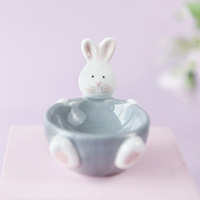 Porte-œufs en céramique en forme de lapin, cadeau créatif, support à œufs irrégulier, plat à condiments, décoration, modèle Dehua W211048
