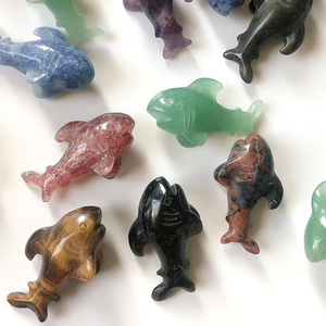 Vente en gros de sculptures d'animaux en pierres précieuses naturelles, mini poisson requin en cristal pour la décoration - Product Image 3