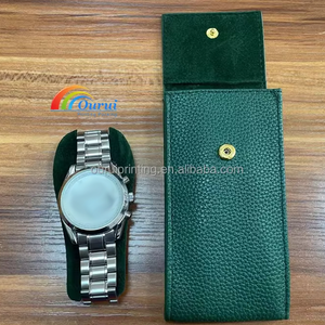 Estuche de Reloj de Cuero Verde con Logotipo Personalizado, Bolsa de Almacenamiento de Reloj Individual Portátil para Viajes - Product Image 3