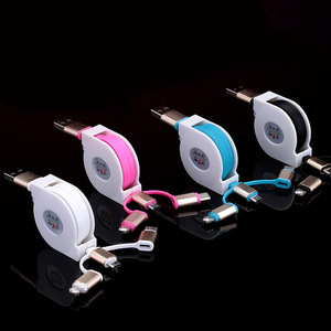 Câble de données rétractable 3 en 1, 1m, en alliage d'aluminium, câble de chargement Micro Usb Type C pour accessoires de téléphone portable - Product Image 1