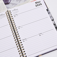 Agenda 2026 con Logotipo Personalizado, Tapa Dura, A5, Diaria y Semanal, con Pestañas Mensuales, Encuadernación en Espiral, Diario, Cuaderno