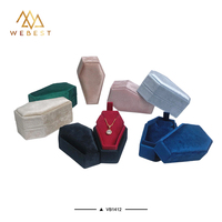 Boîte à bijoux Webest Coffin en velours, insert en velours, boîte à bijoux pour collier en forme de cœur, boîte cadeau en velours