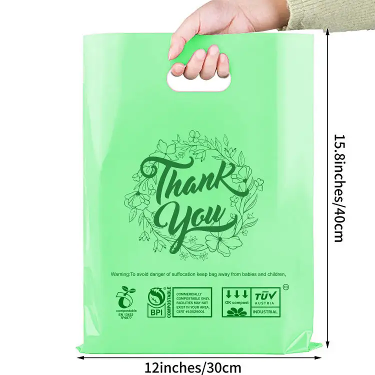 OWNFOLK Custom Logo Bolsa SAC SACo OXO D2W BPI PLA Corn starch biodegradable degradable plastic shopping bag