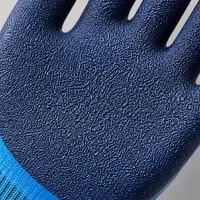 Gants tricotés bleus avec revêtement en latex froissé, gants de protection imperméables antidérapants pour la manipulation du poisson, l'agriculture, la cueillette en jardin