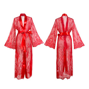 Kimono in pizzo trasparente, <span class=keywords><strong>vestaglia</strong></span> avvolgente a maniche lunghe, lingerie <span class=keywords><strong>sexy</strong></span> da notte per <span class=keywords><strong>donna</strong></span> - Product Image 5