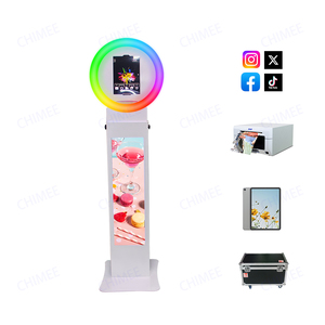 2025 Station de photomaton iPad ronde Machine de photomaton Selfie avec télécommande changement de <span class=keywords><strong>couleur</strong></span> LED lumière RVB pour les événements de fête - Product Image 5