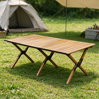 Table pliante en aluminium ultralégère, portable, pliable, table de camping à effet bois, bureau pliable pour pique-nique en plein air, camping, barbecue