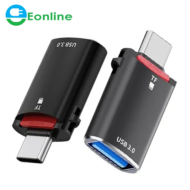 Eonline 3D OEM 2 in 1 Card Reader USB3.0 to Type C OTG for iphone 15 Samsung Xiaomi Phone Ipad TF Memory Card U Disk Card Reader