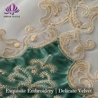 Voilage Européen de Luxe en Velours Brodé avec Appliques, Rideau Transparent Brodé de Fils Dorés à Motifs Floraux pour la Décoration de la Maison et des Hôtels