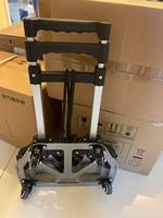 Chariot de courses et de rangement pliable en alliage d'aluminium à quatre roues, deux-en-un, avec cadre en PU, pour outils, capable de monter les escaliers, à un bouton