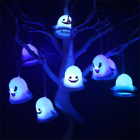 Lumières d'Halloween, Décoration d'Halloween, Lumière fantôme, Lumière d'Halloween à expression mignonne, Lumière souple lumineuse, Accessoires de lieu, Petite veilleuse