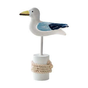 Figurita de pájaro marino, 2 uds., decoración de madera de estilo mediterráneo para sala de estar, escritorio, tema oceánico - Product Image 4