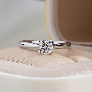 Messi Jewelry MSR-2092 925 <b>Silver</b> Round Shape Lab Grown Diamond <b>Ring</b> <b>Solitaire</b> Engagement <b>Ring</b> - Product Image 2