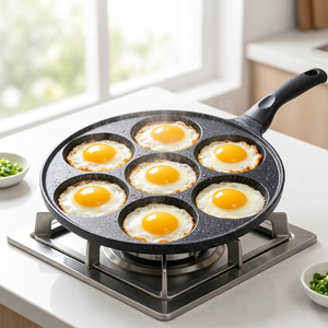 7-Hole Non-Stick Frying <b>Pan</b>, Aluminum Breakfast Egg <b>Pan</b> with Ergonomic <b>Handle</b> for Commercial Kitchen & Home - Product Image 4