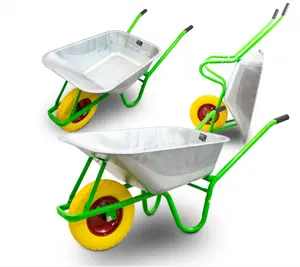 Bituxx heavy duty garden wheelbarrow light green with yellow polyurethane wheel