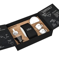 Boîte en papier noir mat personnalisée avec gaufrage et revêtement UV pour ustensiles à café (théière/tasse à café/assiettes)