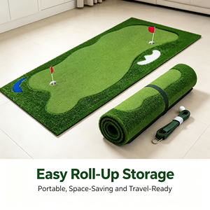 Tapis de golf portable professionnel pour entraînement au putting en intérieur et en extérieur avec coupes et drapeaux pour la maison et le jardin - Product Image 6