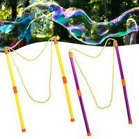 Baguette à bulles géante à double barre avec cordon, détachable, pour performance, accessoire de spectacle, jouet pour faire des bulles géantes en extérieur